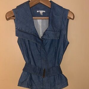 Kenneth Cole Blue Denim Sleeveless Blouse with Belt